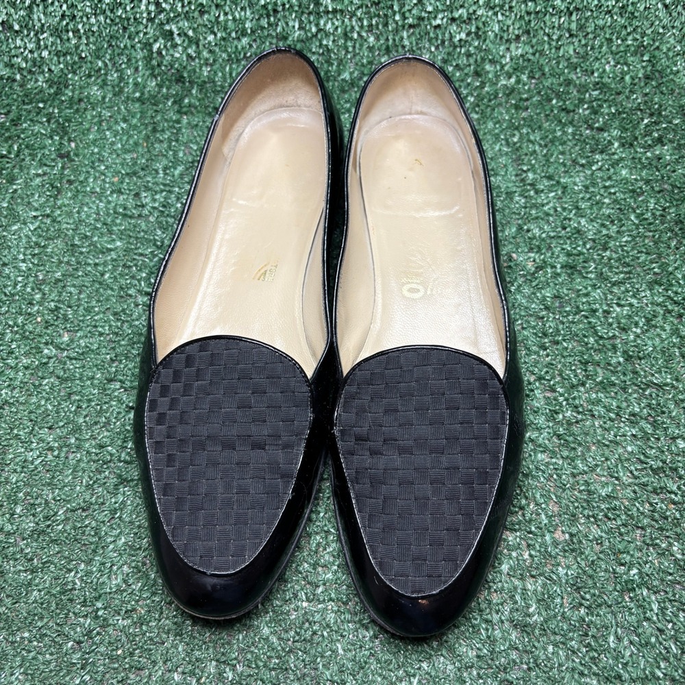 Salvatore Ferragamo Woven Patent Leather‎ Classic Loafer Flat Black Womens 8.5 B - Picture 2 of 10